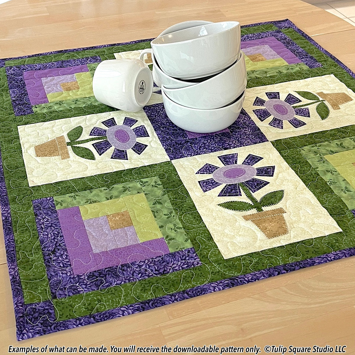 513 POTTED FLOWER TABLE TOPPER DIGITAL PATTERN PDF