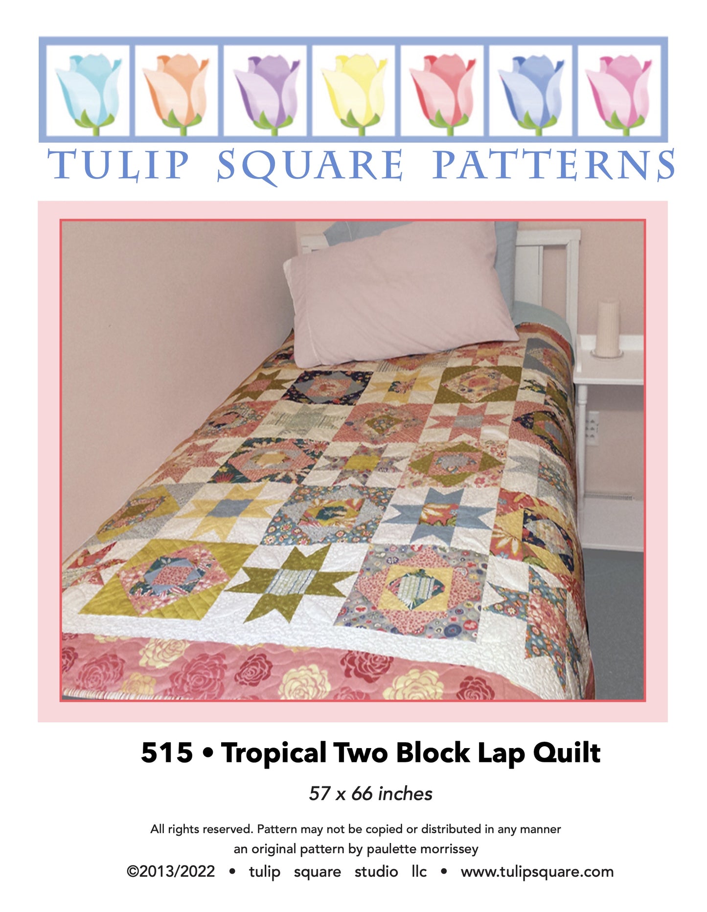 515 TROPICAL TWO BLOCK LAP QUILT DIGITAL PATTERN PDF