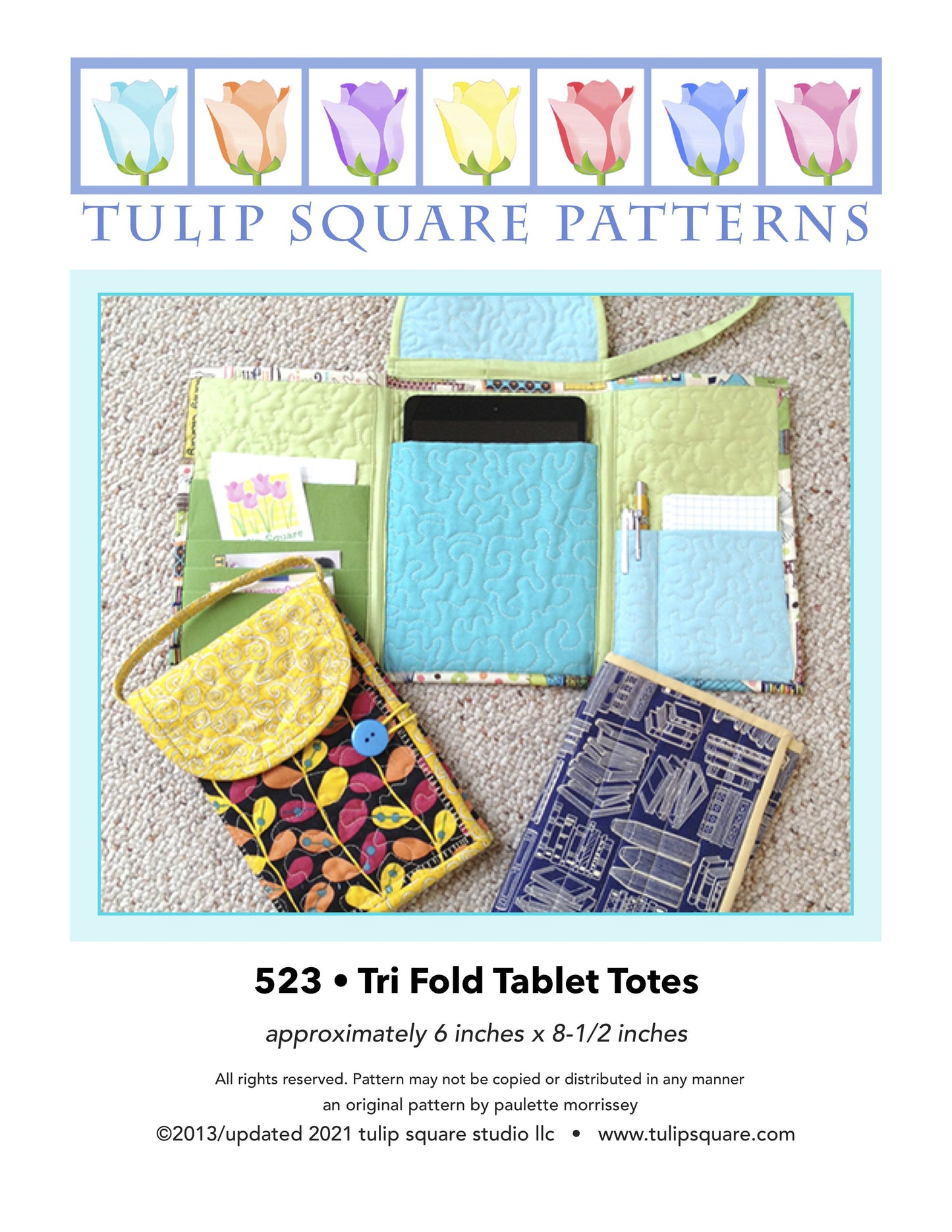523 TRI FOLD TABLET TOTES DIGITAL PATTERN PDF