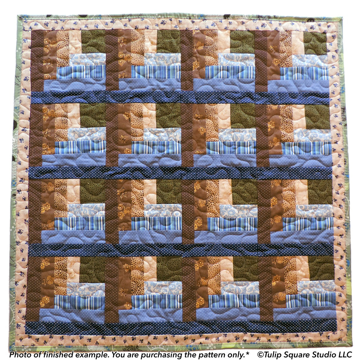 537 LOG CABIN CORNERS TABLE TOPPER DIGITAL PATTERN PDF