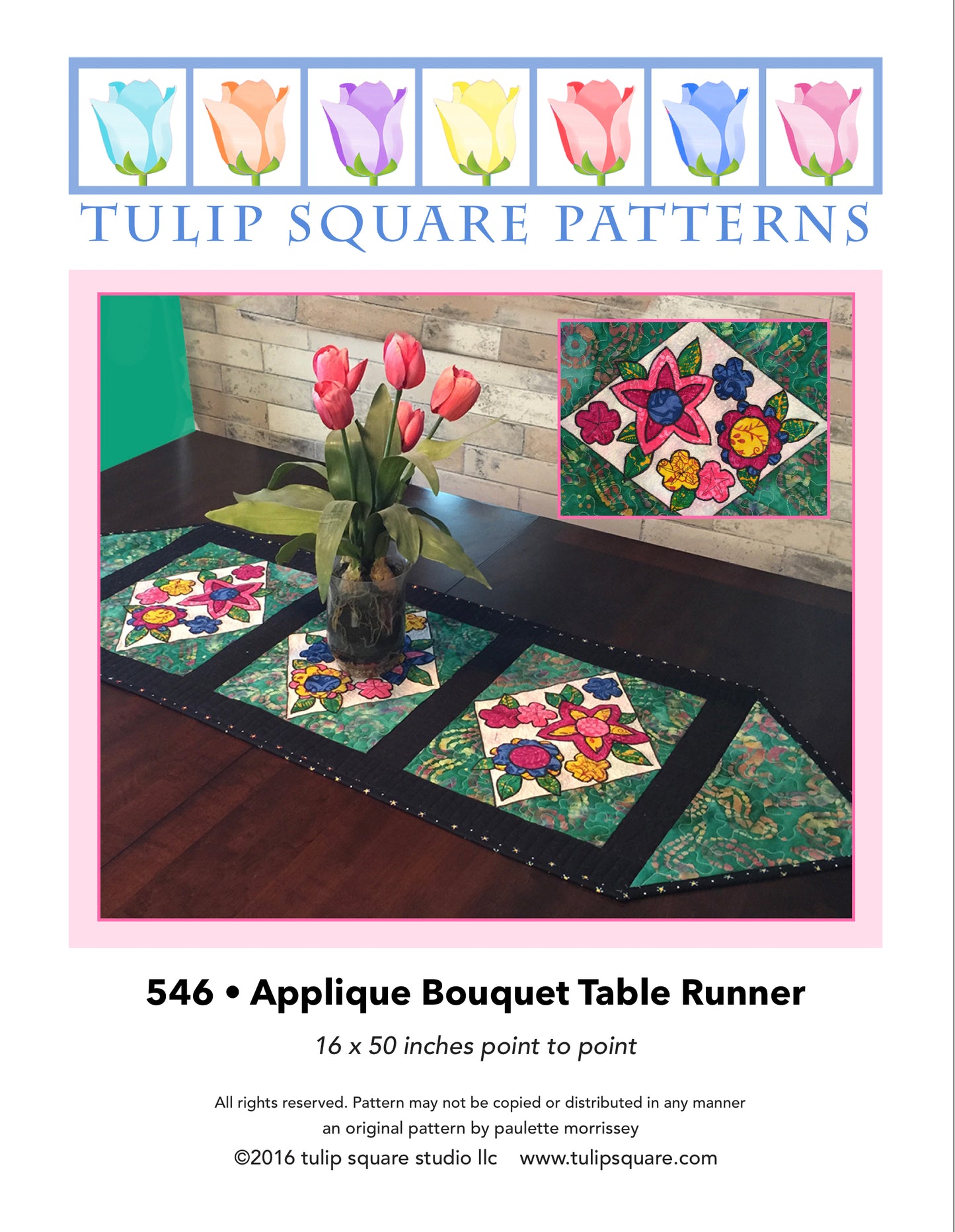 546 APPLIQUÉ BOUQUET TABLE RUNNER DIGITAL PATTERN PDF