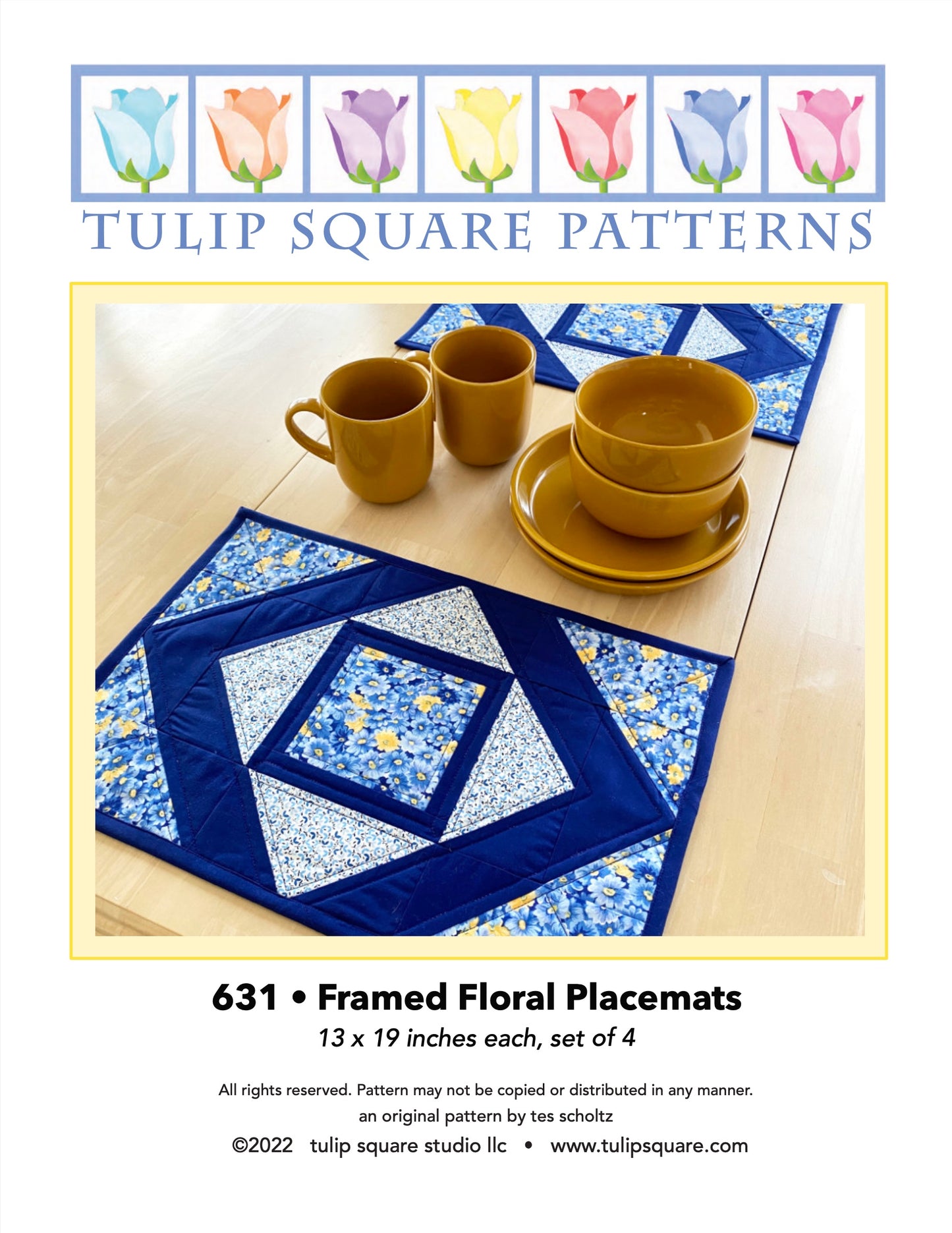 631 FRAMED FLORAL PLACEMATS DIGITAL PATTERN PDF