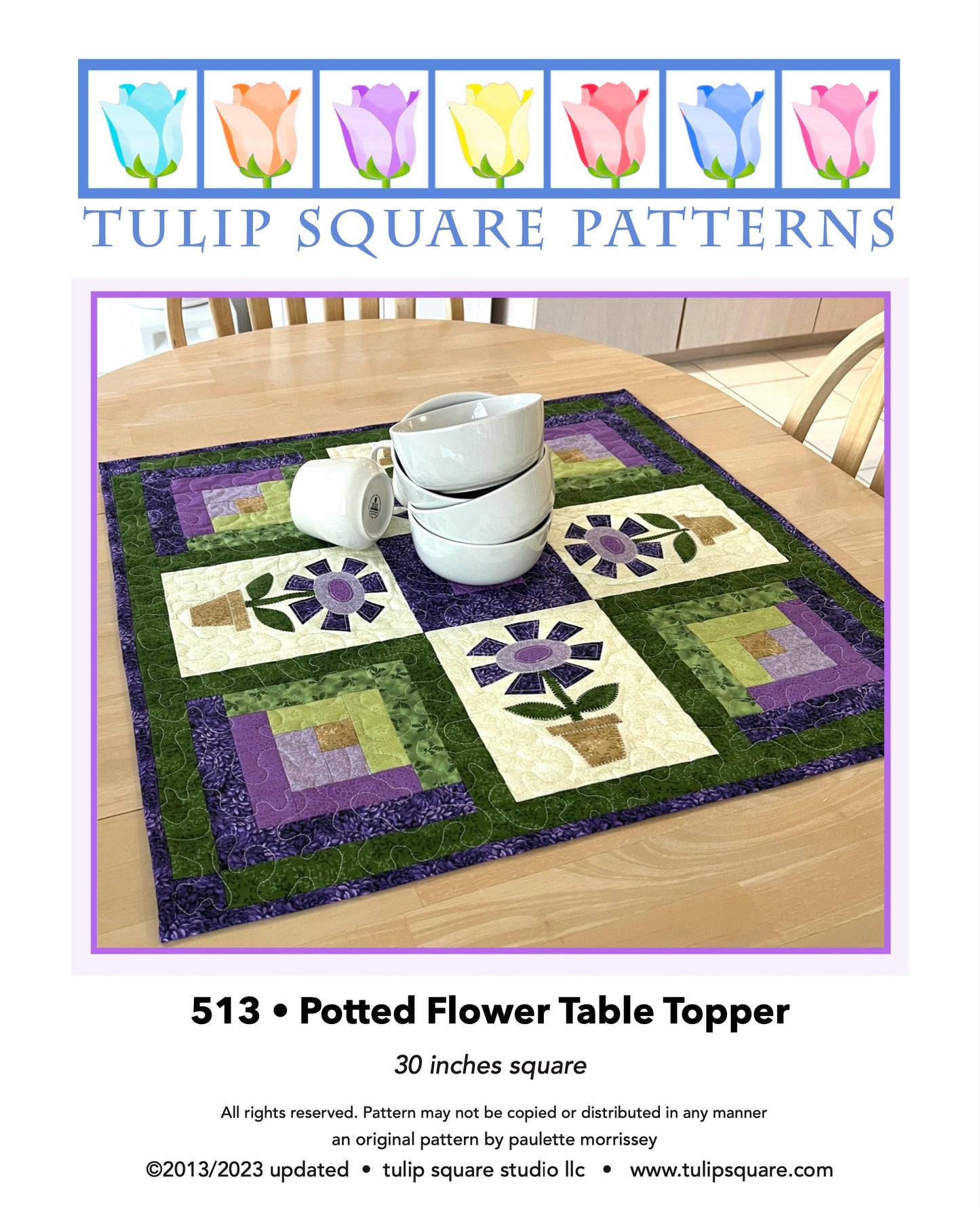 513 POTTED FLOWER TABLE TOPPER DIGITAL PATTERN PDF