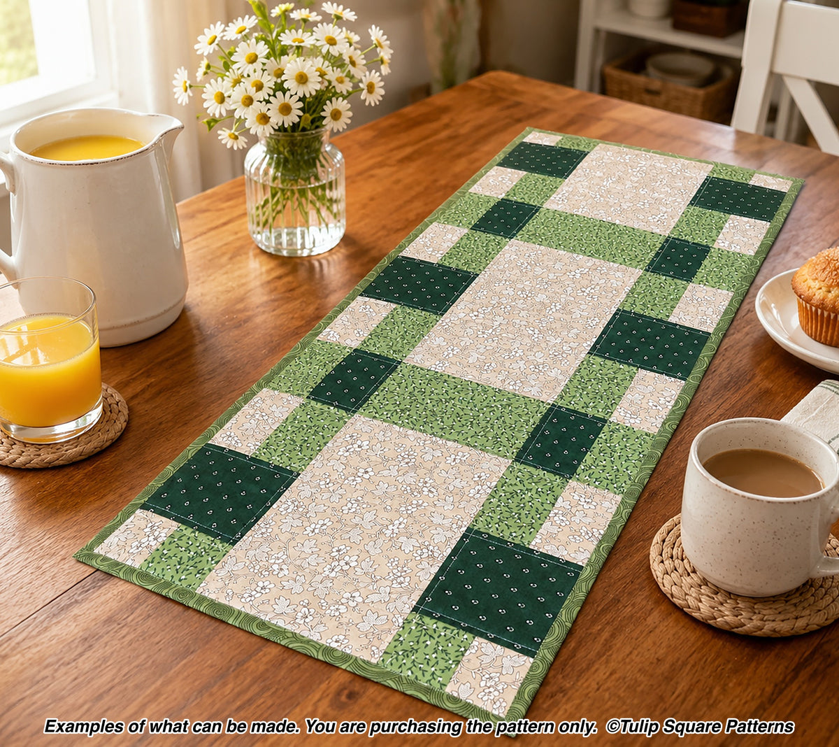 650 PATCHWORK PICNIC QUILTED TABLE RUNNER DIGITAL PATTERN PDF