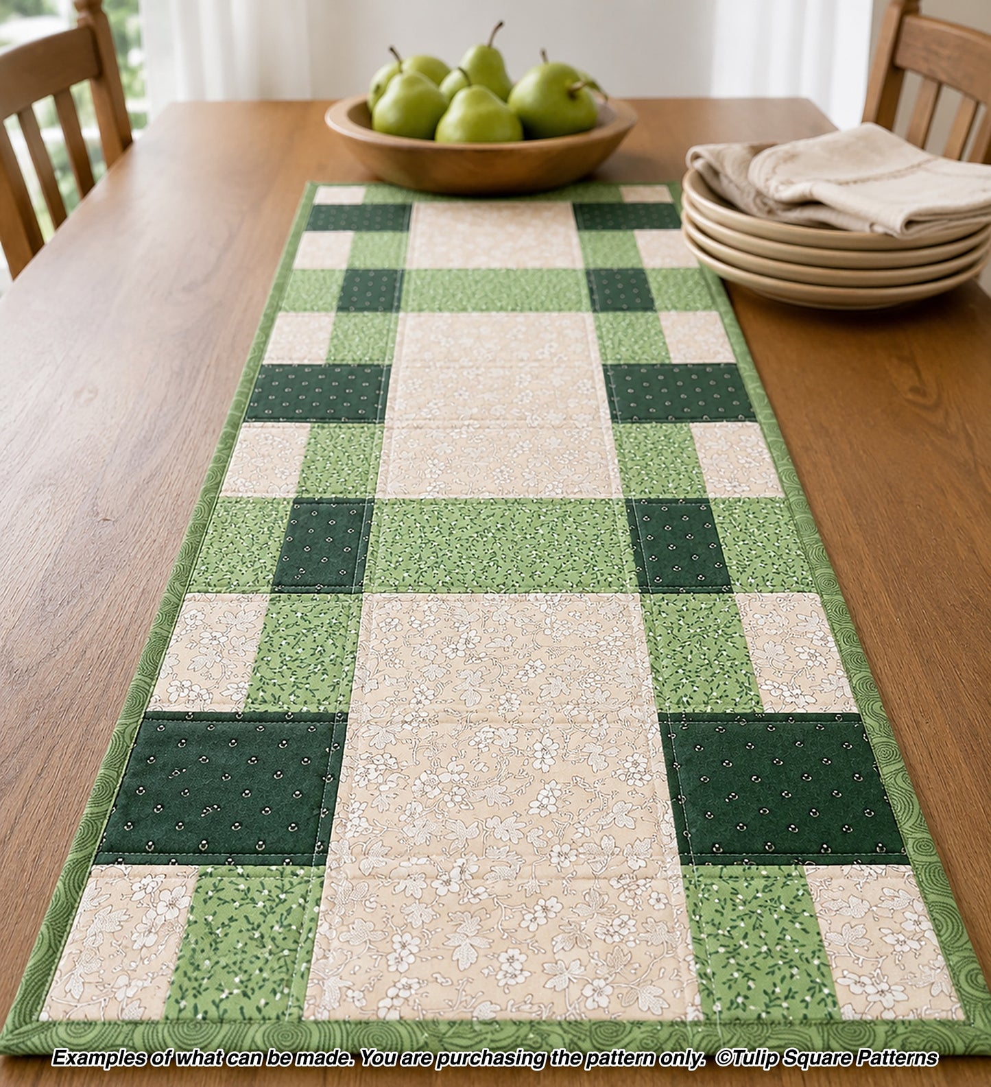 650 PATCHWORK PICNIC QUILTED TABLE RUNNER DIGITAL PATTERN PDF