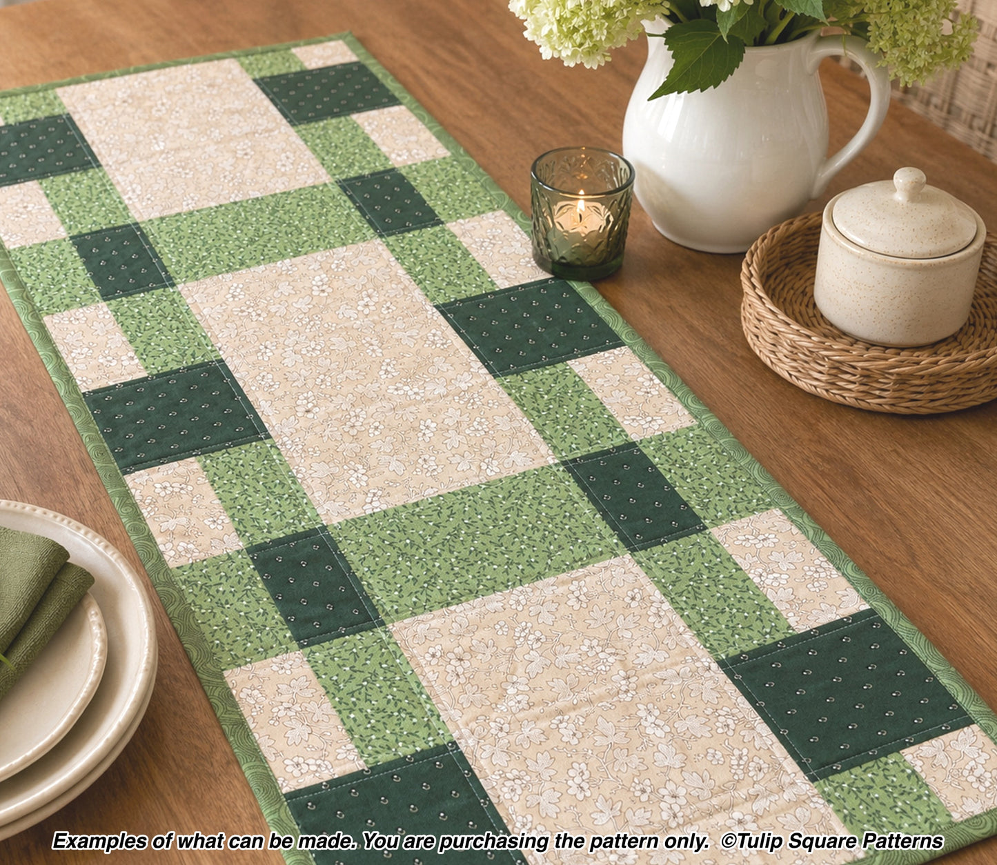 650 PATCHWORK PICNIC QUILTED TABLE RUNNER DIGITAL PATTERN PDF