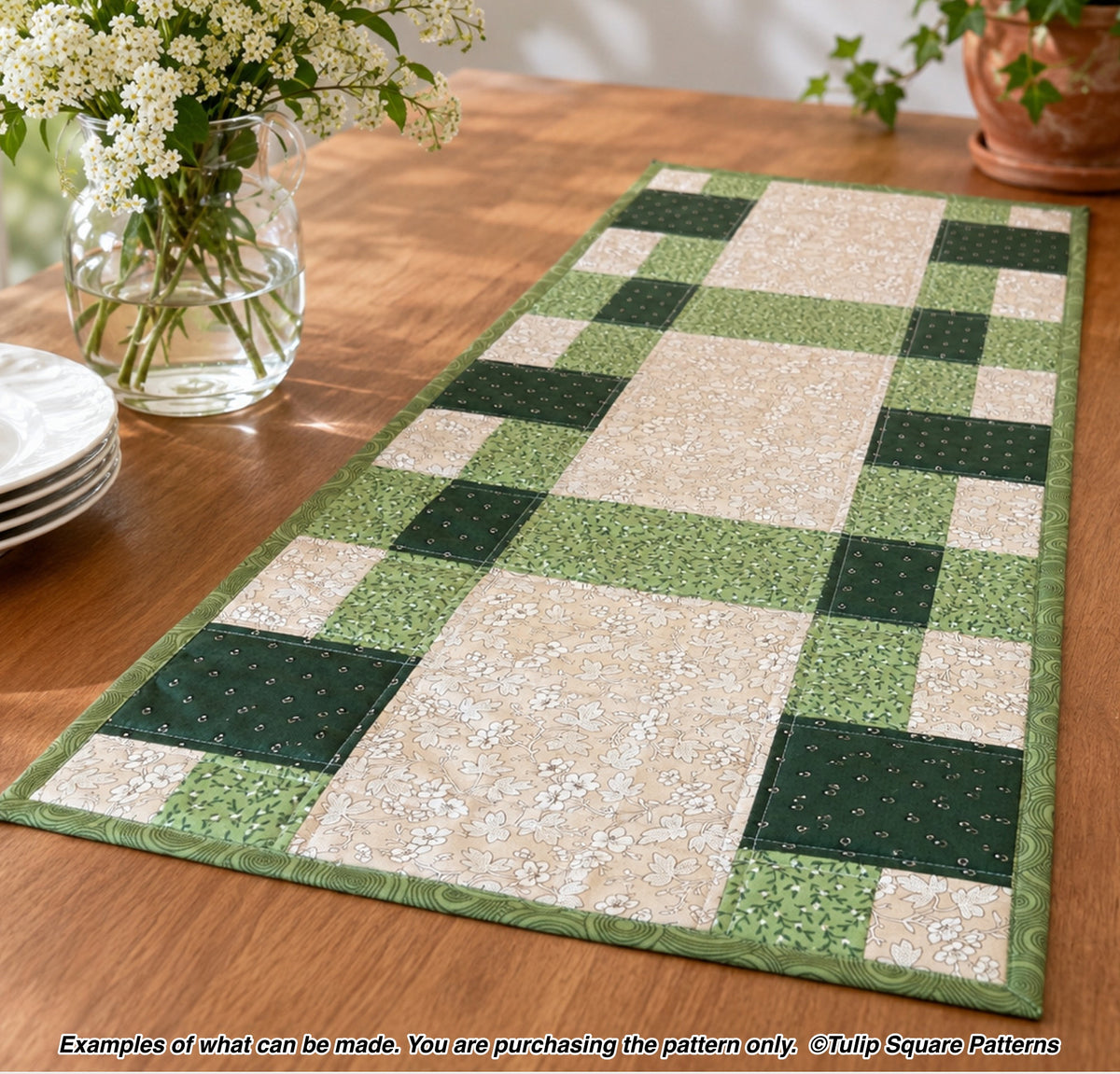 650 PATCHWORK PICNIC QUILTED TABLE RUNNER DIGITAL PATTERN PDF