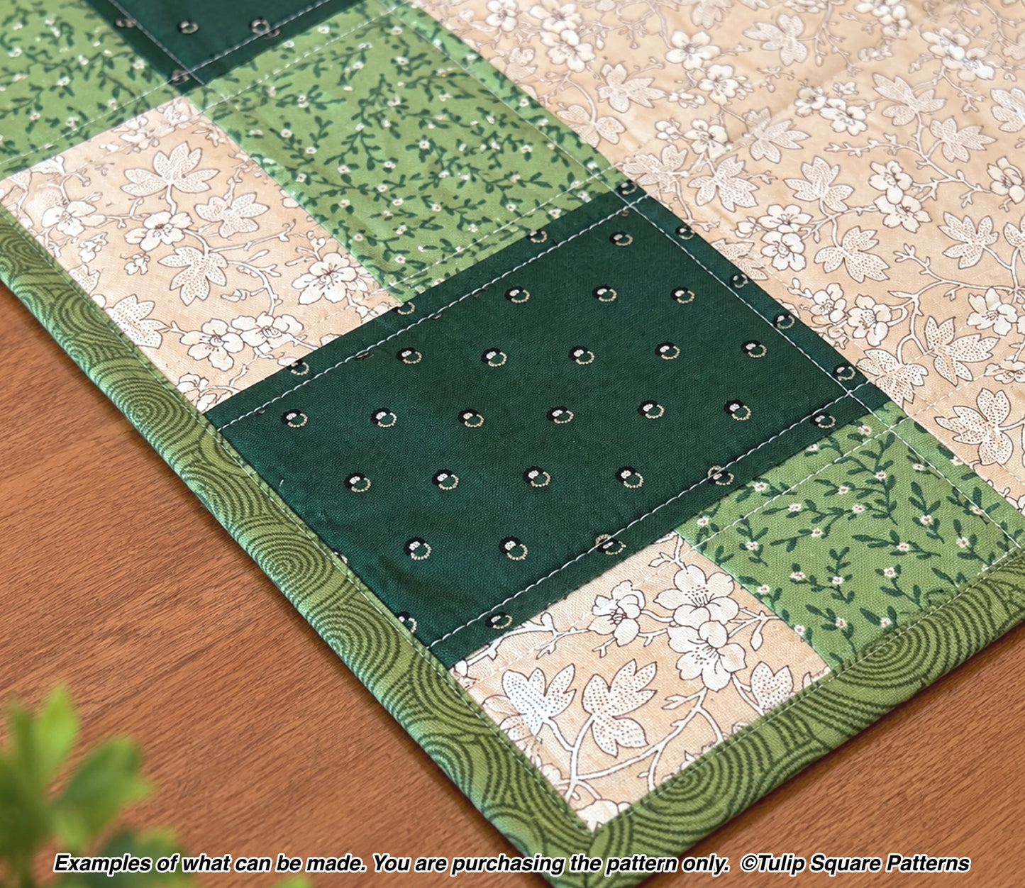 650 PATCHWORK PICNIC QUILTED TABLE RUNNER DIGITAL PATTERN PDF