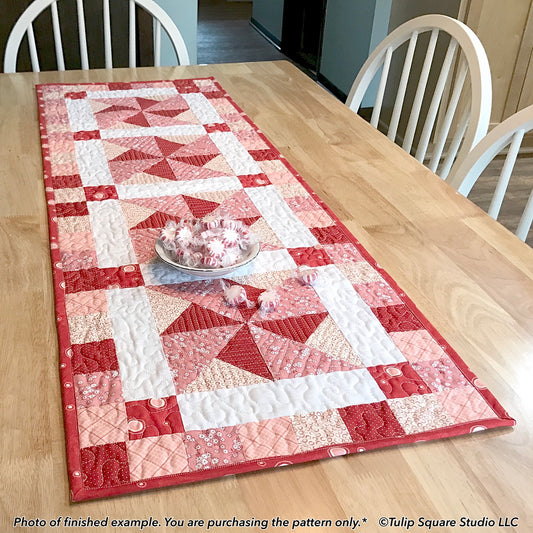 566 PEPPERMINT PINWHEELS TABLE RUNNER DIGITAL PATTERN PDF