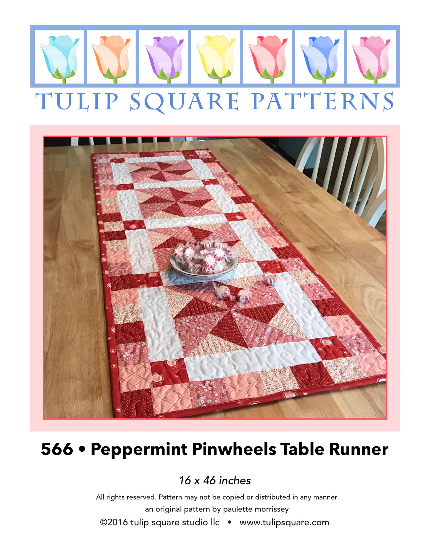 566 PEPPERMINT PINWHEELS TABLE RUNNER DIGITAL PATTERN PDF