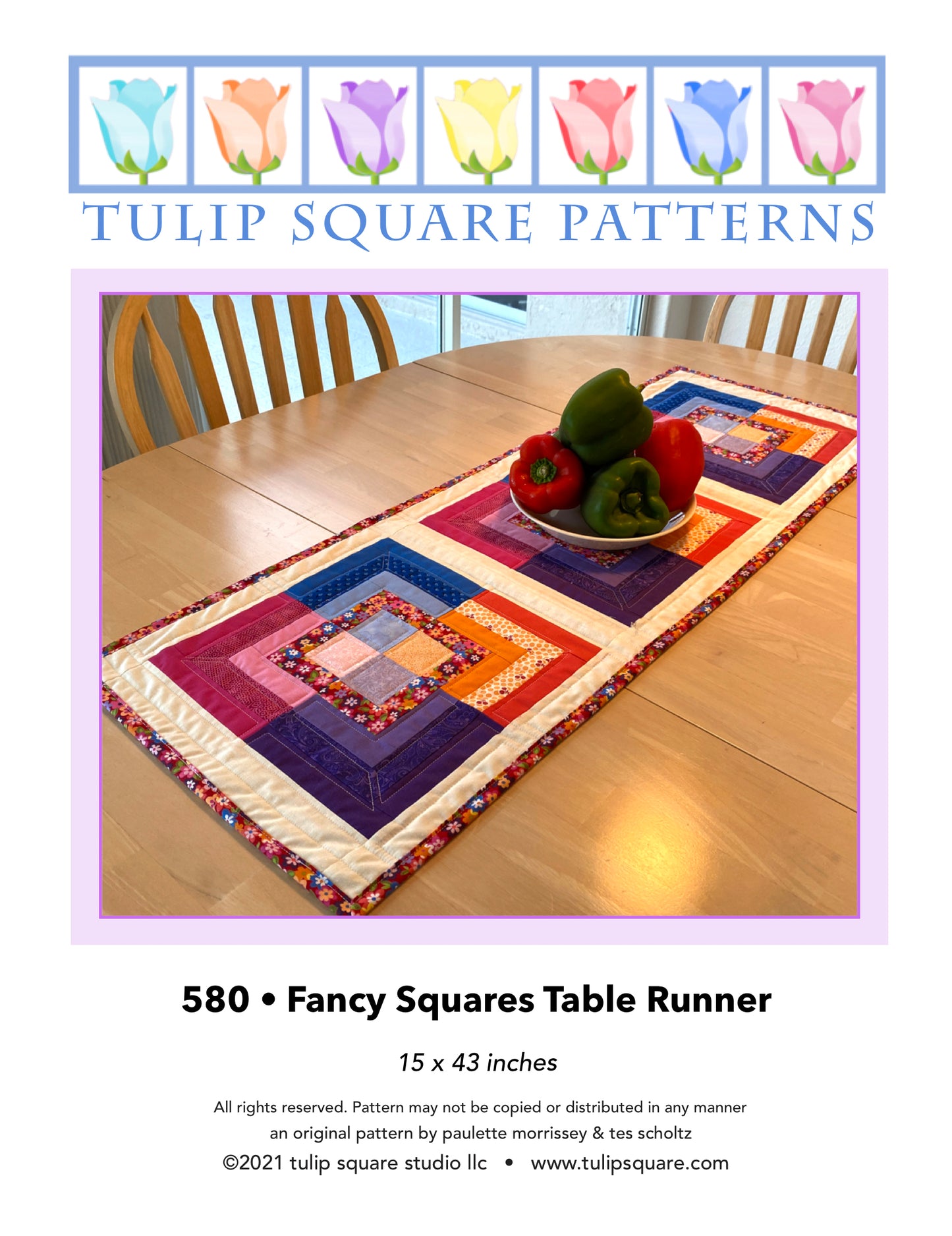 580 FANCY SQUARES TABLE RUNNER DIGITAL PATTERN PDF