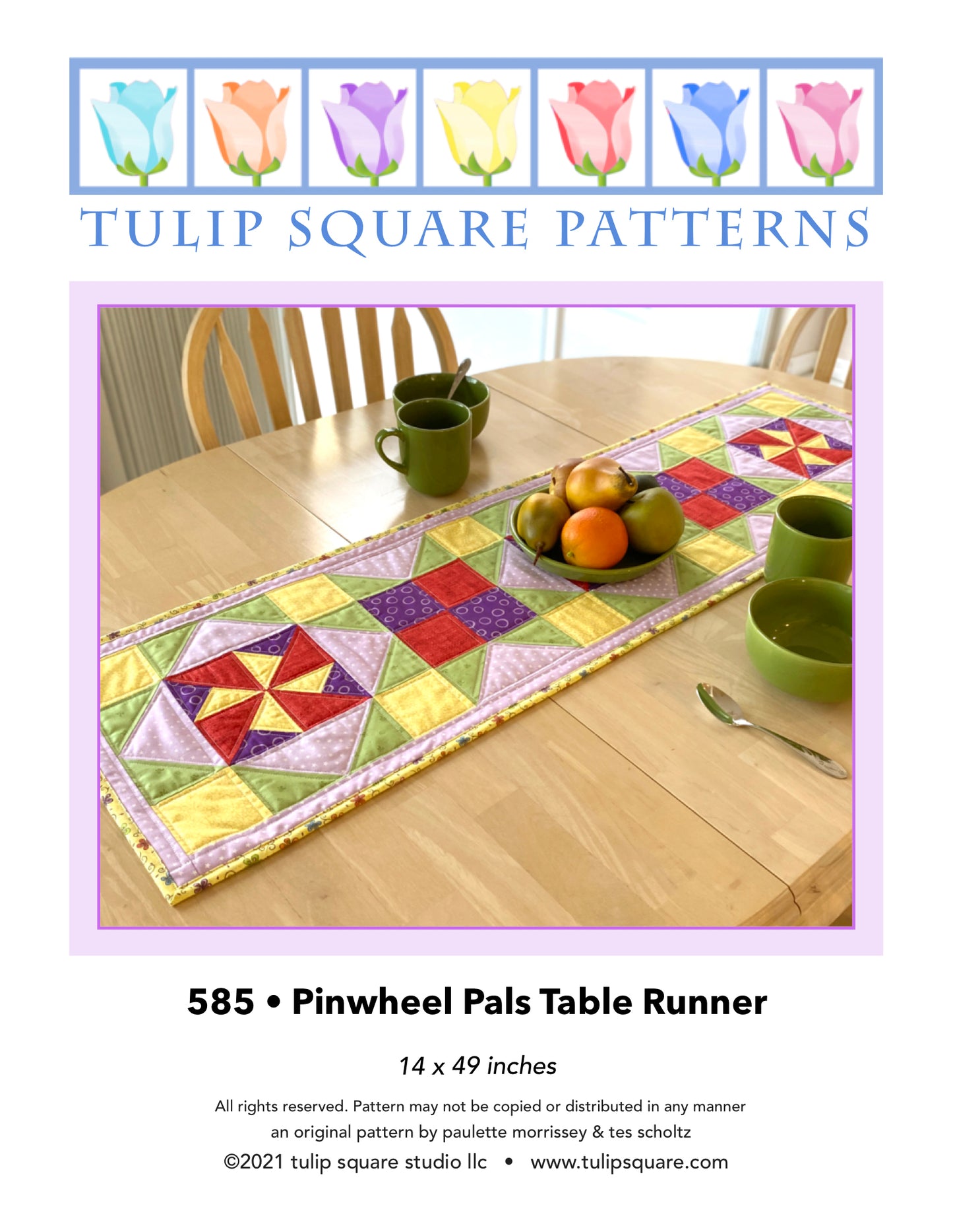 585 PINWHEEL PALS TABLE RUNNER DIGITAL PATTERN PDF