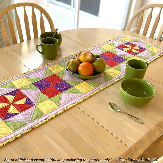 585 PINWHEEL PALS TABLE RUNNER DIGITAL PATTERN PDF