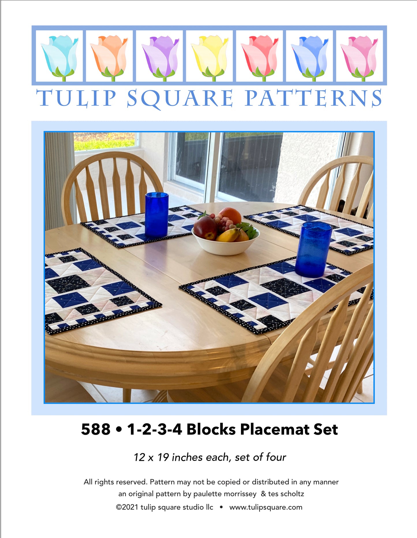 588 - 1-2-3-4 BLOCKS PLACEMATS DIGITAL PATTERN PDF