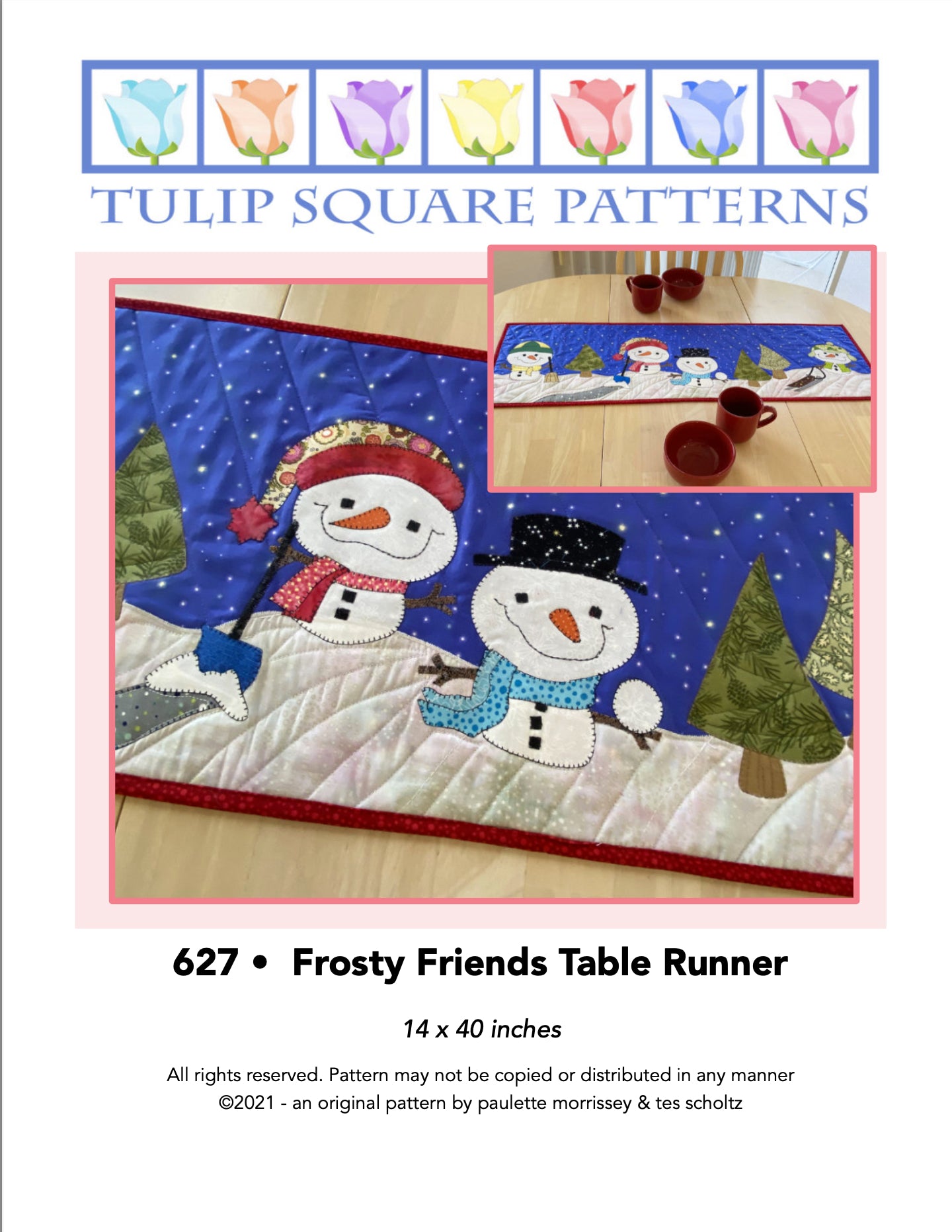 627 FROSTY FRIENDS TABLE RUNNER DIGITAL PATTERN PDF